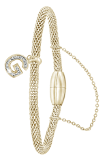 Stainless steel goldplated fantasiearmband met letterhanger en kristal voor dames