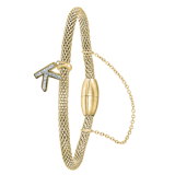 Stainless steel goldplated fantasiearmband met letterhanger en kristal voor dames