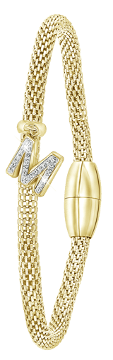 Stainless steel goldplated fantasiearmband met letterhanger en kristal voor dames