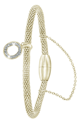 Stainless steel goldplated fantasiearmband met letterhanger en kristal voor dames