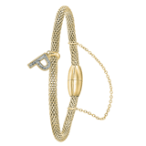 Stainless steel goldplated fantasiearmband met letterhanger en kristal voor dames