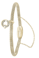 Stainless steel goldplated fantasiearmband met letterhanger en kristal voor dames