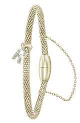 Stainless steel goldplated fantasiearmband met letterhanger en kristal voor dames
