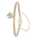 Stainless steel goldplated fantasiearmband met letterhanger en kristal voor dames