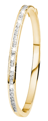 Stainless steel goldplated bangle met  zirkonia voor dames