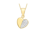 9 karaat ketting met hanger hart en kristal voor dames