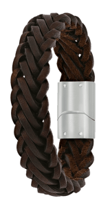 Edelstahl-Armband für Jungen mit braunem Leder