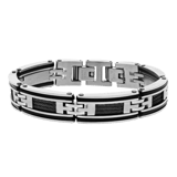 Gerecycled stainless steel armband mat met zwarte accenten en kabels