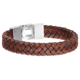 Jungenarmband aus Edelstahl mit dunkelbraunem Leder
