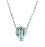 Kinderhalskette, Edelstahl, blauer Zirkon-Kristall