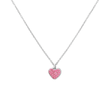 Little Miss Fabulous gerecycled stainless steel kinderketting hart met roze kristal