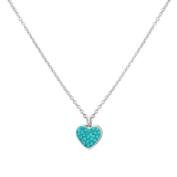 Kinderhalskette mit Herz aus Edelstahl mit blauem Zirkon-Kristall