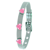 Kinderarmband mit Herz aus Edelstahl mit rosa Kristall