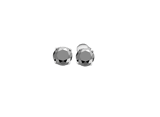 Silberne Ohrringe mit schwarzem Zirkonia, rund, 6 mm