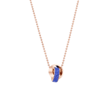 Stainless steel roséplated ketting met hanger met blauw kristal voor dames