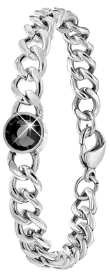 Armband, Edelstahl, mit schwarzem Zirkonia