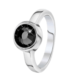 Ring, Edelstahl, schwarz mit Zirkonia