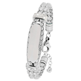 Plattenarmband für Kinder aus Edelstahl und Leder, silber mit Kristall