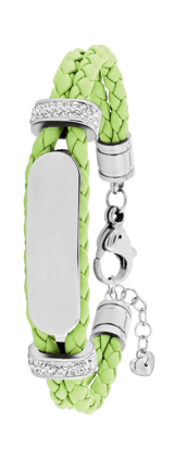 Edelstahl Spritzplatte Lederarmband hellgrün Kristall