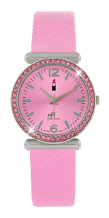 Little Miss Fabulous Armbanduhr mit rosafarbenem PU-Armband