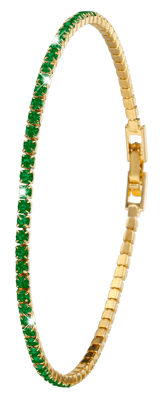 Goldplated fantasiearmband met groen kristal voor dames