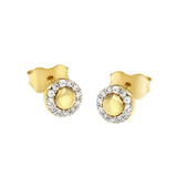 Ohrringe, 585 Gelbgold, rund, Zirkonia