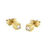 Ohrringe, 585 Gelbgold, mit Zirkonia, oval