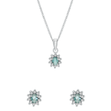 Zilveren set met light blue zirkonia