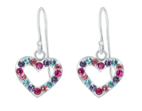 Zilveren kinderoorbellen hart multi mix kristal