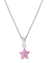 Zilveren kinderketting ster met light rose kristal