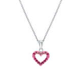 Zilveren kinderketting hart fuchsia mix kristal