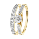 14 karaat geelgouden dubbele ring 20 diamanten 0,10ct