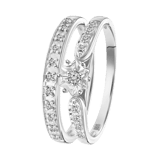14 K witgouden dubbele ring 20 diamanten 0,10ct