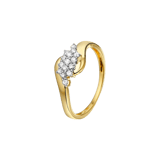 14 karaat geelgouden ring met 15 diamanten 0,25ct