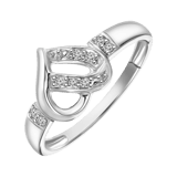 Herzring aus Weißgold mit 9 Diamanten