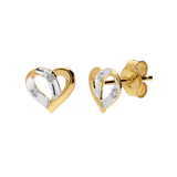 Diamond Luxury 14 karaat geelgouden oorknoppen hart met 4 diamanten voor dames