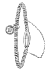 Gerecycled stainless steel armband mesh met kristal