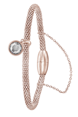 Armband aus rotvergoldetem Edelstahl/Mesh mit Kristall