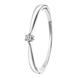 14K witgouden solitair ring met diamant (0,02ct.)