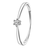 14K Witgouden solitair ring met diamant (0,08ct.)