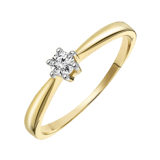 Geelgouden solitair ring met diamant (0,20ct.)