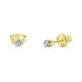 Diamond Solitair 14 karaat geelgouden solitair oorknoppen diamant (0,08ct.) voor dames
