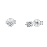 Diamond Solitair 14 karaat witgouden solitair oorknoppen diamant (0,16ct.) voor dames