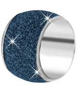 Stainless steel ring met blue mineral powder