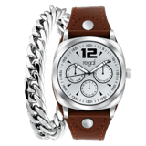 Gerecycled stainless steel set armband & regal horloge