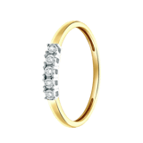 14Karaat geelgouden rijring met 5 diamanten 0,03ct