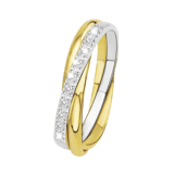 14K bicolor gouden ring met 10 diamanten 0,05ct