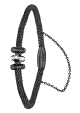 Gerecycled stainless steel armband mesh kristal blackplated