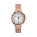 Regal mesh horloge met rosekleurige band