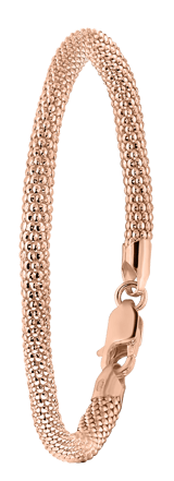 Silbernes Popcorn-Armband, rotvergoldet 3 mm